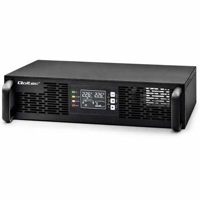 Qoltec Бесперебойный блок питания ИБП для RACK | 1kVA | 1000W | Коэффициент мощности 1.0 | LCD | EPO | USB | Онлайн
