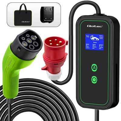 Qoltec Mobile charger for EV 2in1 type2 | 7kW | 230V | CEE 32A | LCD | Portable | Wallbox | 5m