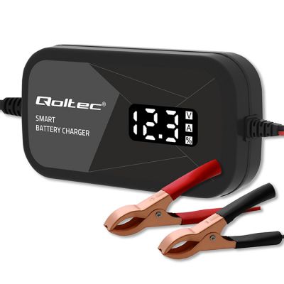 Qoltec Intelligent microprocessor lādētājs 12V | 2A | Taisngriezis AGM GEL baterijai | LCD