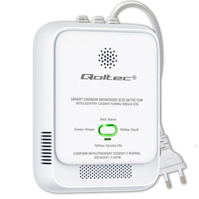 Qoltec Certified Carbon monoxide sensor | CO detector | alarm 85dB | LED