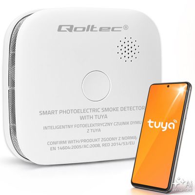 Qoltec Certified wireless smoke detector with battery | Tuya | Wi-fi | sensor service life 10 years | alarm 85dB | LED