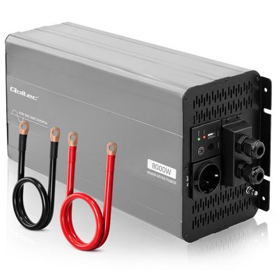 Инвертор Qoltec Pure Sine Wave | 12V до 230V | 4000/8000W | USB | Совместим с LiFePO4 GEL AGM