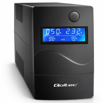 Qoltec nepārtrauktās barošanas bloks UPS līnija Interaktīva | Monolīts | 1000VA | 600W | LCD | USB | RJ45