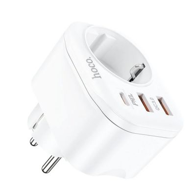 Travel charger HOCO NS3 (2xUSB QC3.0, USB-C 20W, 220V outlet) ― DELTAMOBILE