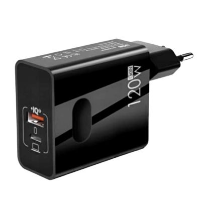 Travel charger IQ GAN 120W (USB-C, USB-A, QC3, PD2) ― DELTAMOBILE